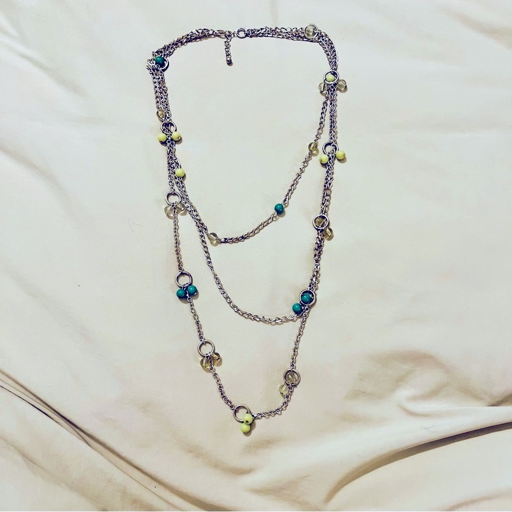 Green and lime Bohemian Necklace with Layered Design